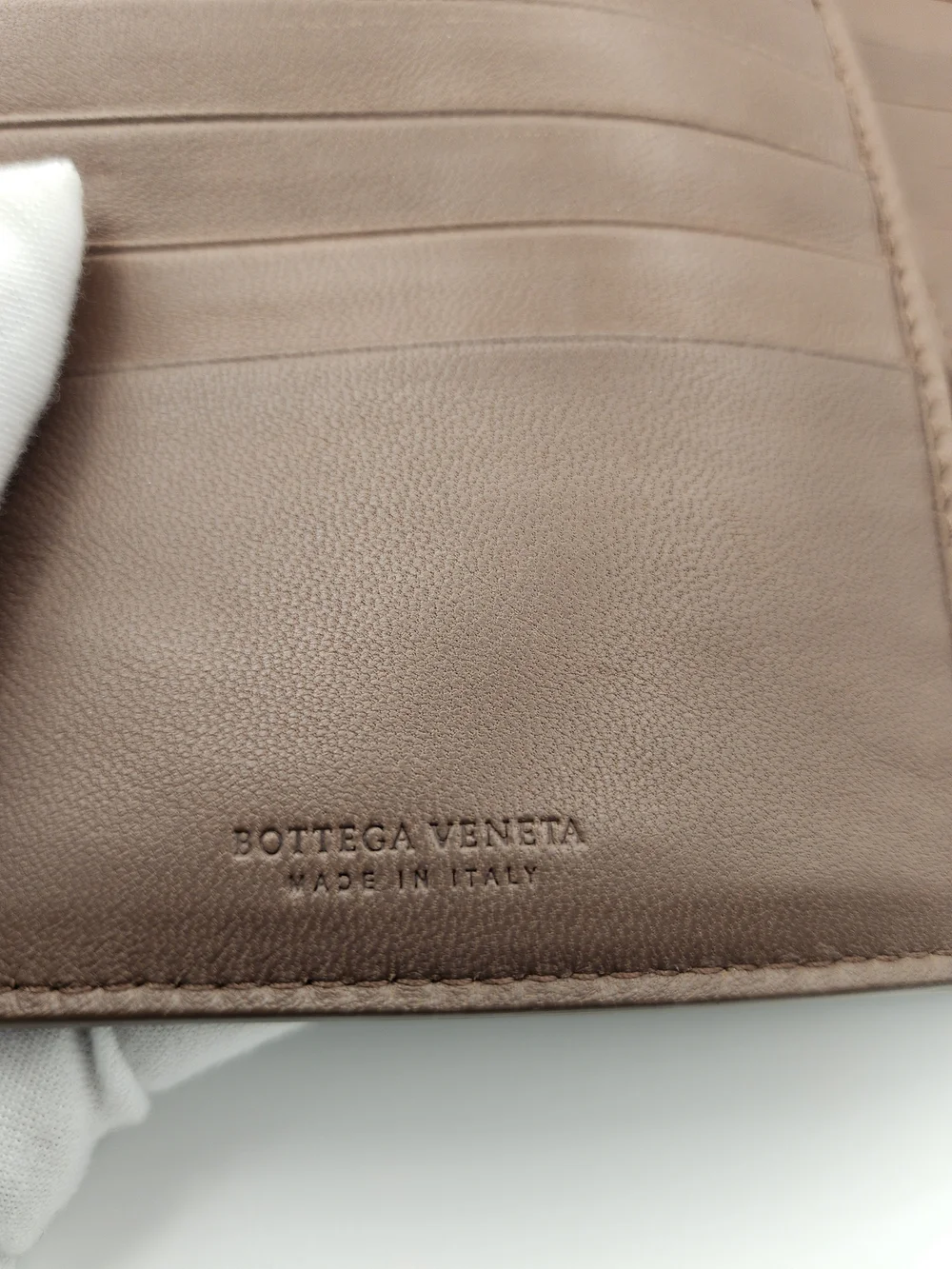 Bottega Veneta Intrecciato Taupe Leather Woven Card Wallet